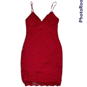 Windsor red lace mini dress